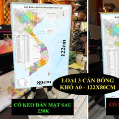Bản Đồ Việt Nam mới nhất 2026 In siêu nét trên đề can chống nước Dễ Tra Cứu Chính Xác chi tiết