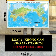 Bản đồ thế giới in siêu nét trên đề can chống nước chống ẩm chống mốc bên lâu