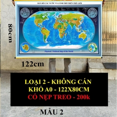 Bản đồ thế giới in siêu nét trên đề can chống nước chống ẩm chống mốc bên lâu