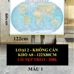 Bản đồ thế giới in siêu nét trên đề can chống nước chống ẩm chống mốc bên lâu