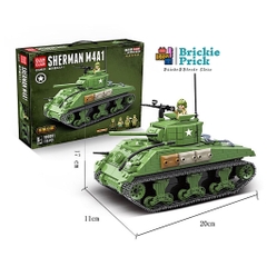 Non Lego Army Xe Tăng SHERMAN M4A1 - Mô hình láp ráp Xe tăng chiến đấu Lego- BRICKIE PRICK