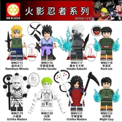 Đồ Chơi Lắp Ráp Mô Hình Nhân Vật Naruto set  WM 6109 Minato, Sasuke, Kakashi, Rock Lee, Guy, Madara,...