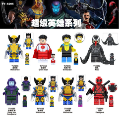 Đồ Chơi Lắp Ráp Mô Hình Các Nhân Vật Siêu Anh Hùng Tv2605 wolverine, omni man, riot, deadpool