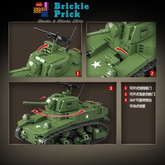 Non - Lego Army - Xe Tăng Quân Sư M3A1 - Đồ Chơi Lắp Ráp - Brickie Prick