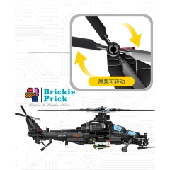 Non - Lego Army - Máy Bay Trực Thăng Chiến Đấu Z-10 - Đồ Chơi Lắp Ráp - Brickie Prick