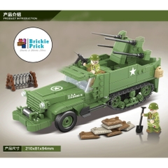 Non - Lego Army- WW2 XE BỌC THÉP M16 - Đồ chơi lắp rắp - Brickie Prick