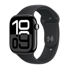 Apple Watch Series 10 (hoặc Apple Watch X) phiên bản 42mm GPS, viền nhôm màu Đen bóng (Jet Black/Glossy Black Aluminum), dây cao su màu Đen (Black Sport Band)