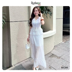 Đầm maxi Ruzimay chấm bi voan dáng dài R1200