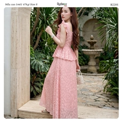 R2200 Đầm Maxi Cổ Tim Mềm Tay Bèo Dáng Dài Ruzimay Flora Peplum