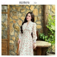 Đầm Maxi Ruzimay Tay Dài Cổ Khuy Bèo R1003