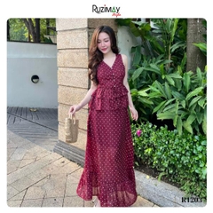 Đầm maxi Ruzimay chấm bi voan dáng dài R1200
