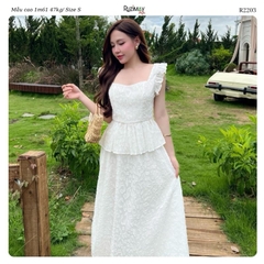 R2200 Đầm Maxi Cổ Tim Mềm Tay Bèo Dáng Dài Ruzimay Flora Peplum