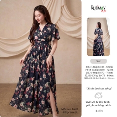 Đầm Maxi Voan Hoa Cổ V Tay Cánh Tiên Xẻ Tà Ruzimay R1800 – Dáng Dài Nữ Tính Đi Biển Dự Tiệc