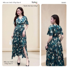 Đầm Maxi Voan Hoa Cổ V Tay Cánh Tiên Xẻ Tà Ruzimay R1800 – Dáng Dài Nữ Tính Đi Biển Dự Tiệc