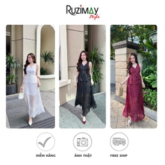 Đầm maxi Ruzimay chấm bi voan dáng dài R1200