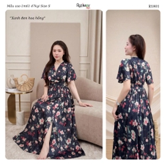 Đầm Maxi Voan Hoa Cổ V Tay Cánh Tiên Xẻ Tà Ruzimay R1800 – Dáng Dài Nữ Tính Đi Biển Dự Tiệc
