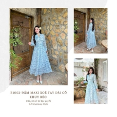 Đầm Maxi Ruzimay Tay Dài Cổ Khuy Bèo R1002