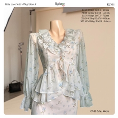 Đầm Maxi Hoa Nhí Cổ V Bèo Tay Dài Dáng Ôm Ruzimay R2500 Floral Peplum