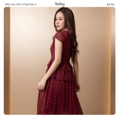 R1500 Đầm maxi Ruzimay tay hến chấm bi voan dáng dài