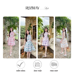 Đầm maxi cổ yếm họa tiết hoa R0800