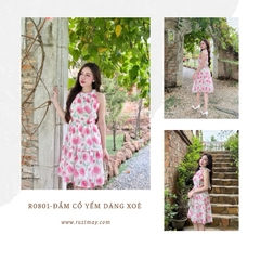 Đầm maxi cổ yếm họa tiết hoa R0800