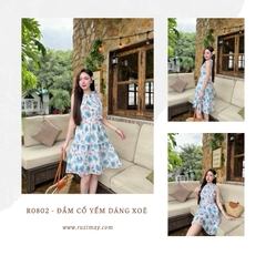 Đầm maxi cổ yếm họa tiết hoa R0800