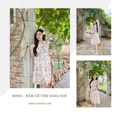 Đầm maxi cổ yếm họa tiết hoa R0800