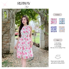 Đầm maxi cổ yếm họa tiết hoa R0800