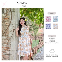 Đầm maxi cổ yếm họa tiết hoa R0800