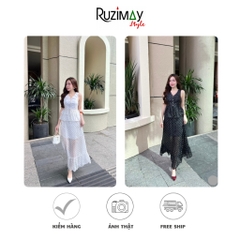 Đầm maxi chấm bi voan R1200
