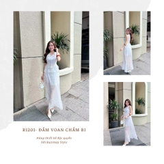Đầm maxi chấm bi voan R1200
