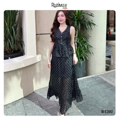 Đầm maxi chấm bi voan R1200