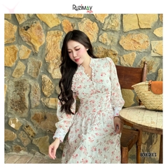 Đầm maxi tay dài cổ bèo khuy R1000