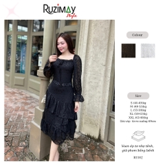 Đầm maxi chấm bi voan đai eo R1100