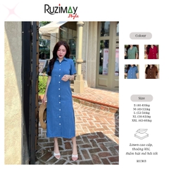 Đầm Linen Ruzimay Style Dáng Sơ Mi Dài R1300