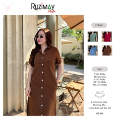Đầm Linen Ruzimay Style Dáng Sơ Mi Dài R1300