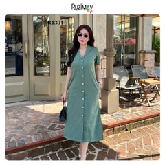 Đầm Linen Ruzimay Style Dáng Sơ Mi Dài R1300
