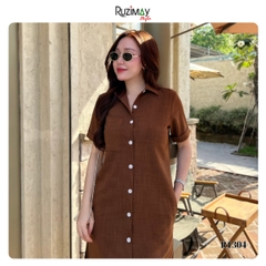 Đầm Linen Ruzimay Style Dáng Sơ Mi Dài R1300