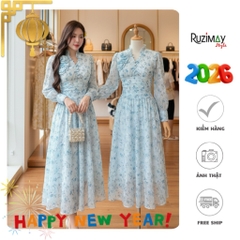 Đầm Maxi Ruzimay Dáng Dài Cổ Khuy Bèo R1000