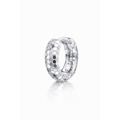Khuyên tai bạc 925 Luna Jewelry dạng khoen chạm khắc tổ ong unisex