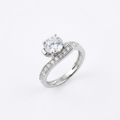 Nhẫn bạc 925 Luna Jewelry Đá Moissanite 5.5mm đai mềm mại đính đá