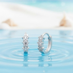 Khuyên tai bạc 925 Luna Jewelry dạng khoen hình ngôi sao nhỏ nạm đá