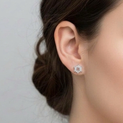Khuyên tai bạc 925 dạng chuôi hình bông tuyết đính đá lấp lánh Luna Jewelry