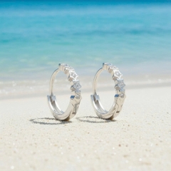Khuyên tai bạc 925 Luna Jewelry dạng khoen nhiều ngôi sao nhỏ