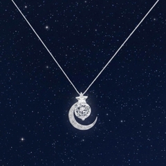 Mặt dây chuyền bạc 925 Trăng Sao Đá Mossanite 6mm Luna Jewelry