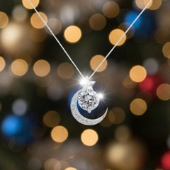 Mặt dây chuyền bạc 925 Trăng Sao Đá Mossanite 6mm Luna Jewelry