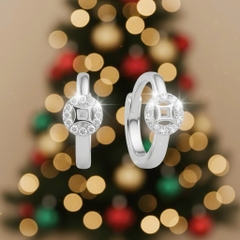 Khuyên tai bạc 925 Luna Jewelry dạng khoen kim tiền may mắn