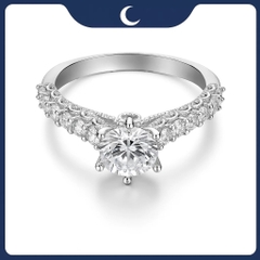 Nhẫn bạc 925 đính Đá Moissanite 5.5mm thiết kế viền tinh xảo Luna Jewelry
