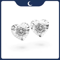 Khuyên tai bạc 925 Luna Jewelry dạng chuôi hình trái tim đính Đá Mossanite