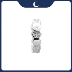 Khuyên tai bạc 925 dạng khoen thiết kế tổ ong đính đá Luna Jewelry
